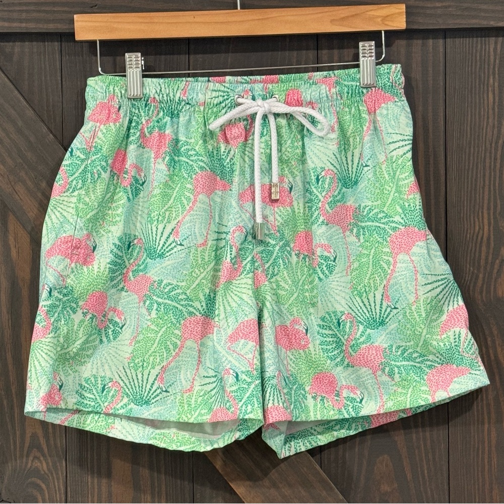 Kenny Flowers Mint & Pink Flamingo Swim Trunks